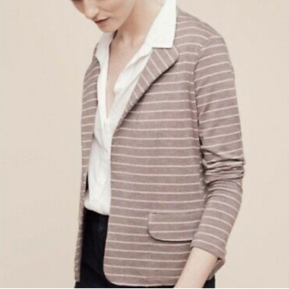 dolan | Anthro Stripe Comfy Collared Cardigan Jersey Knit Coat Blazer Jacket